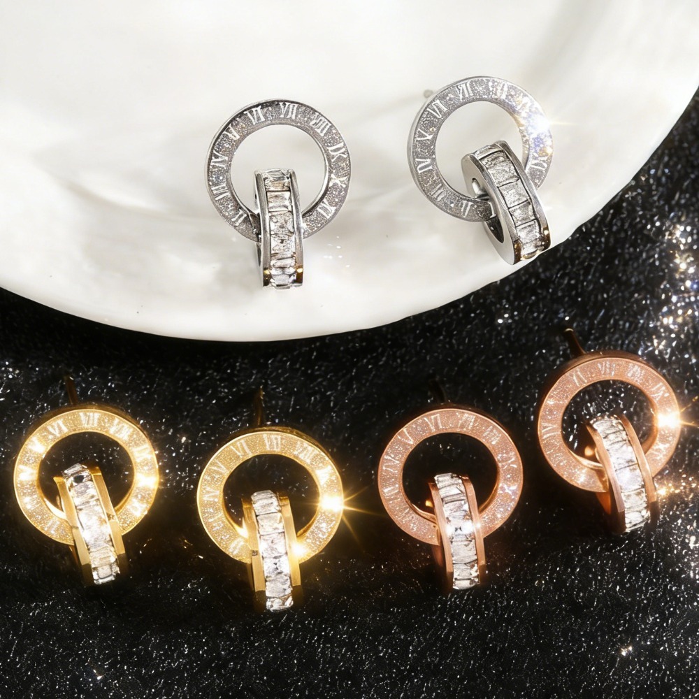 2pcs Retro Roman Numeral Earrings Set, Stylish Gift